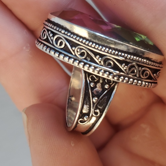 New Bi-Color Tourmaline 925 Silver Ring. - Picture 6 of 8